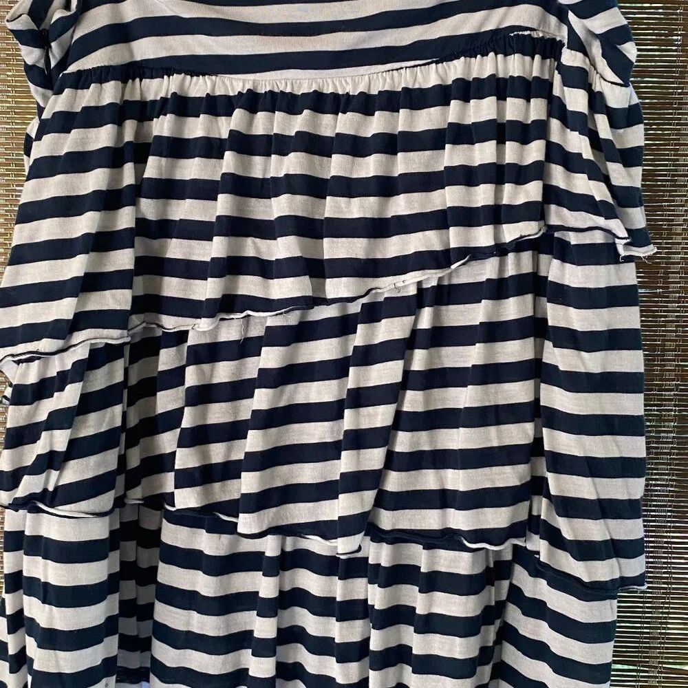 Women's Banana Republic 3 tiered Blue and White Striped Skirt Size 14 - Picture 6 of 8